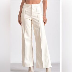 Elan Winter White High-Waisted Leather Trousers